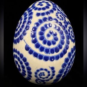 Blue and White Ceramic Decorative Egg